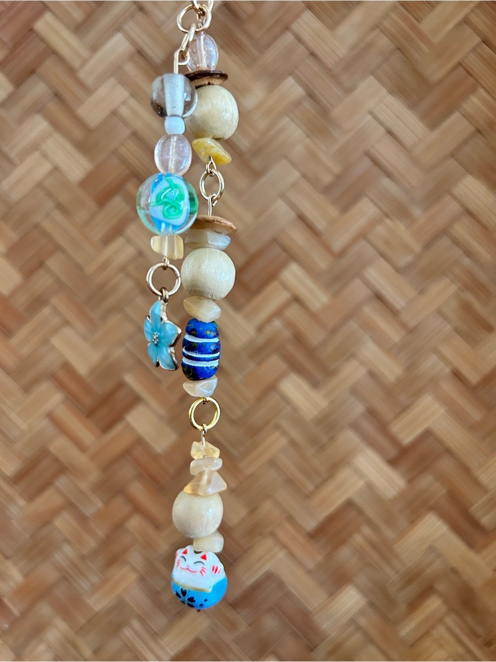 Handmade beaded Purse charm keychain, Asian inspired